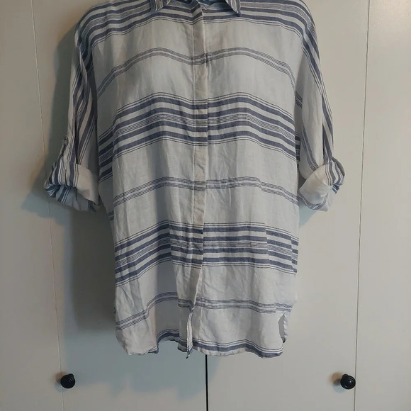 Lauren Ralph Lauren Linen Striped Tunic Top Blouse Beach Nautical XL - Picture 2 of 11